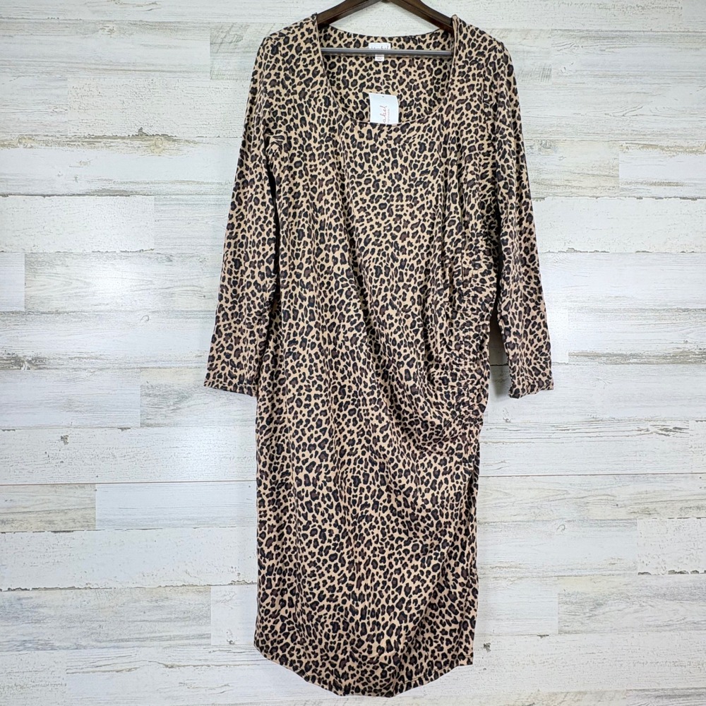 Isabel by Ingrid & Isabel Maternity Dress XXL Brown New‎ Leopard Print Glam Chic